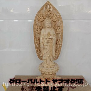 高43cm 総檜材　木彫仏教　精密彫刻　仏教工芸品　極上品　切金　仏師で仕上げ品 薬師如来 立像