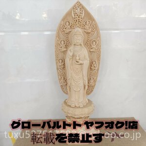 仏教美術 観世音菩薩 仏像 立像 供養品 彫刻工芸品 木工細工 観音菩薩