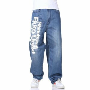 デニムパンツ スケートボードパンツ 新品 メンズ　ジーンズ　バギーパンツ　ワークパンツ　ボトムス　W30-W46サイズ展開　ブルー