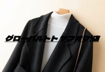 大人上品ジャケットコートウーウター ダブルフェイス 秋冬▲S～XL ブラックートル ショトボリュームコ アショートコート レディー_画像2