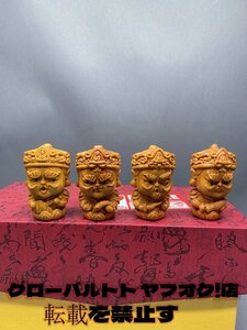 新品 精密細工 四天王 四天王立像 四天王像 一式 仏像木彫 希少 仏教 美術品 工芸品 仏師で仕上げ品