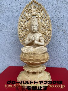 極上品　総檜木材　大日如来　木彫仏像　精密彫刻　仏教美術　仏教工芸品