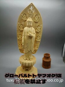 最新作　総檜材　仏教工芸品　木彫仏教　精密彫刻　極上品　仏師で仕上げ品　阿弥陀如来 立像