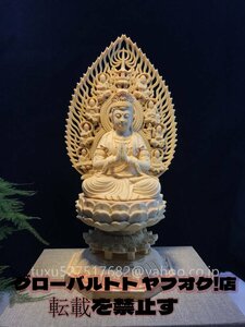 新作 仏教工芸品　仏教美術　木彫仏教　精密彫刻 仏師で仕上げ品 珍品 普賢菩薩 総檜木材 高さ29cm