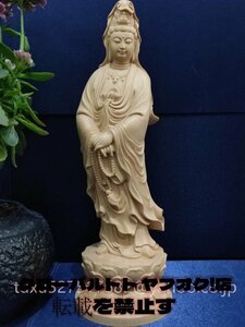 総檜材　仏教工芸品　木彫仏教　精密彫刻　極上品　持珠観音 観音菩薩