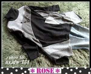 ◆Rose◇L～2L～3L あったかボア×裏起毛ニット♪サイドがちょっとイレギュラーなチュニック/グレー系