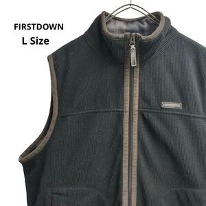 FIRSTDOWN チェック柄フリースベストメンズ黒L a7