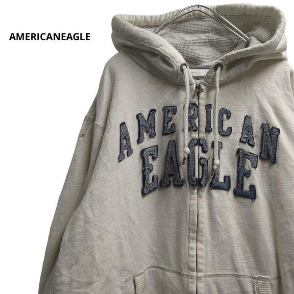 AMERICANEAGLEアウトフィッターズ ジップパーカー白メンズXL b27