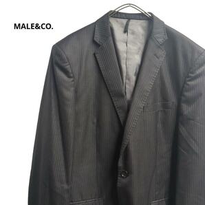 MALE&CO. ストライプスーツジャケット黒メンズL　h5