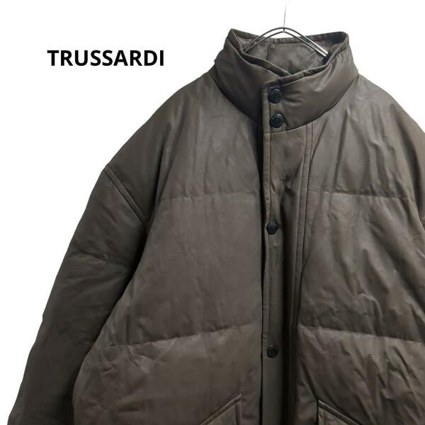 TRUSSARDI ダウンジャケット　茶　秋冬　メンズXL b