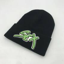 クロムハーツ セックス SEX BEANIE SEX RECORDS ブラック グリーン ビーニー ニット キャップ 中古_画像1