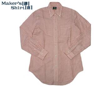 ★Maker’s Shirt メーカーズシャツ 鎌倉シャツ 400MADISON リネン×コットン ボタンダウン ストライプ 長袖シャツ メンズ 39-83