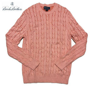 ★正規 Brooks Brothers ブルックスブラザーズ SUPIMA COTTON クルーネック ケーブル ニット セーター メンズ S