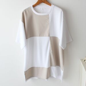 【Lサイズ】新品タケオキクチ THE SHOP TK パネル ブロッキング Tシャツ メンズ 白×ベージュ