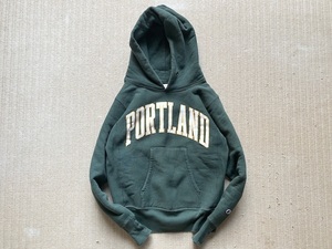 USA製 赤タグ 肉厚 12.5oz「PORTLAND」Champion REVERSE WEAVE プルオーバー パーカー Sサイズ ポートランド モスグリーン