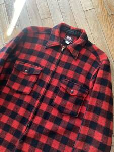 WOOLRICH 50s 60s USA製 ウール シャツ ジップ バッファローチェック 赤黒 ウールリッチ アメリカ製 vintage ビンテージ