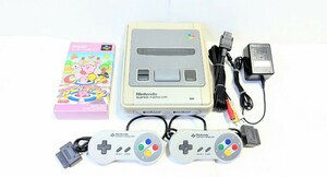 動作品・清掃済み★Nintendo/任天堂 スーパーファミコン本体 SHVC-001 カービィボウル・純正コントローラー・純正ケーブル・ACアダプタ