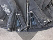BATES ブラックデニム ライダースジャケット XL 黒 ベイツ ライディング バイクウェア コットン ワンスター ダイス サイコロ_画像9