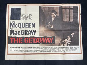 再○P274/ 1円～UK版クアッド映画ポスター【 The Getaway（ゲッタウェイ）】監督 サム・ペキンパー/出演 スティーブ・マックイーン