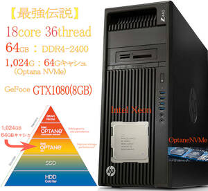 【最強伝説】Z440 CPU(18コア36スレッド) NVMe:1TB HDD:2TB 64GB(DDR4) GTX1080(8G) Windows11Pro