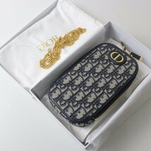 定価17.5万 クリスチャン ディオール Christian Dior 30 モンテーニュ フォンホルダー/ネイビー オブリーク チェーン【2400013687201】_画像1