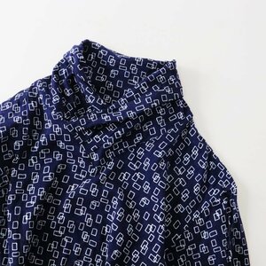 ソウソウ SOU SOU ジバン 京都 コットンショールカラーカットソー S/ネイビー 総柄 長袖 Tシャツ ハイネック【2400013691314】