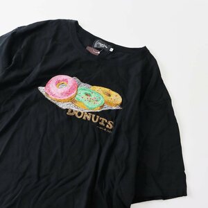 未使用 マーブルシュッド marble SUD ドーナツ刺繍 半袖Tシャツ L/ブラック トップス【2400013696685】