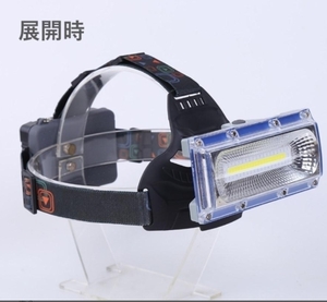 【お得2個セット】『USB充電式』（色:黒）超強力巨大COB LED ヘッドライト　ヘッドランプ　ヘルメットライト　ヘルメットランプ