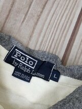 4．USA製 ポロラルフローレン 90s POLO ヴィンテージ ロゴワッペン 長袖 ラガーシャツ ポロシャツ 00s アメリカ製 メンズL 白グレー x703_画像5