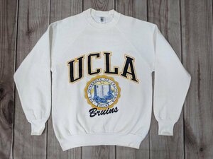 14．USA製 DESERT デザート UCLA カリフォルニア カレッジプリント スウェットシャツ トレーナー ラグラン メンズL 白黒オレンジx606