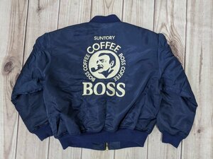 3．BOSS ボス サントリー デカロゴ ボスジャン MA1フライトジャケット ミリタリーブルゾン ボンバージャケット メンズL相当 紺y704