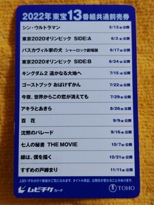 2022年東宝13番組共通前売券　使用済みムビチケ　映画半券　半券　すずめの戸締まり　七人の秘書 THE MOVIE　他　@