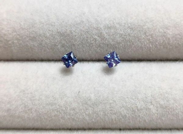 ☆プリンセスカット サファイア ピアス 