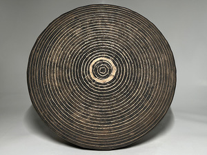 【瑞】銅鑼　鳴物　金属工芸　古道具　径：３９ｃｍ　重さ：約３４００ｇ　輪線は再加工された物です