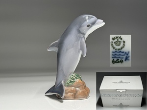 【瑞】ROYAL COPENHAGEN/ロイヤルコペンハーゲン海豚 フィギュリン/高さ約１１．５cm/陶器　共箱栞