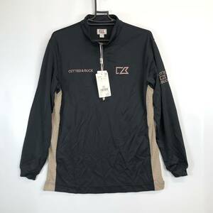 タグ付き CUTTER&BUCK カッターアンドバック ハーフジップ 長袖Tシャツ ブラック系 CBM1358 メンズMサイズ