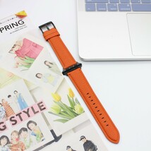 MODIGI アップルウォッチ レザーバンド　本革 ベルト　44/45/49mm Apple Watch レザー 革 皮 上質 バンド ベルト　 42mm 41mm オレンジ_画像4