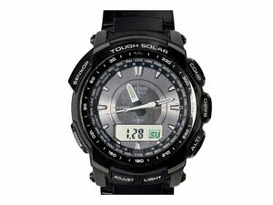 美品 CASIO カシオ PROTREK プロトレック 腕時計 PRW-5100-1 電波ソーラー タフソーラー アナデジ ラウンド ブラック 動作OK