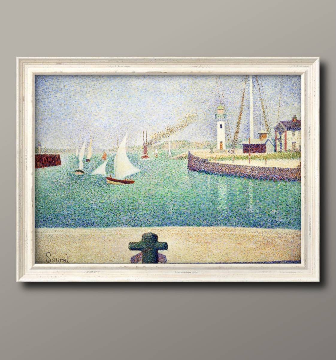 0978Envoi gratuit !! Affiche d'art peinture format A3 Georges Seurat, Illustration Entrée du Port de Honfleur Papier mat nordique, Logement, intérieur, autres