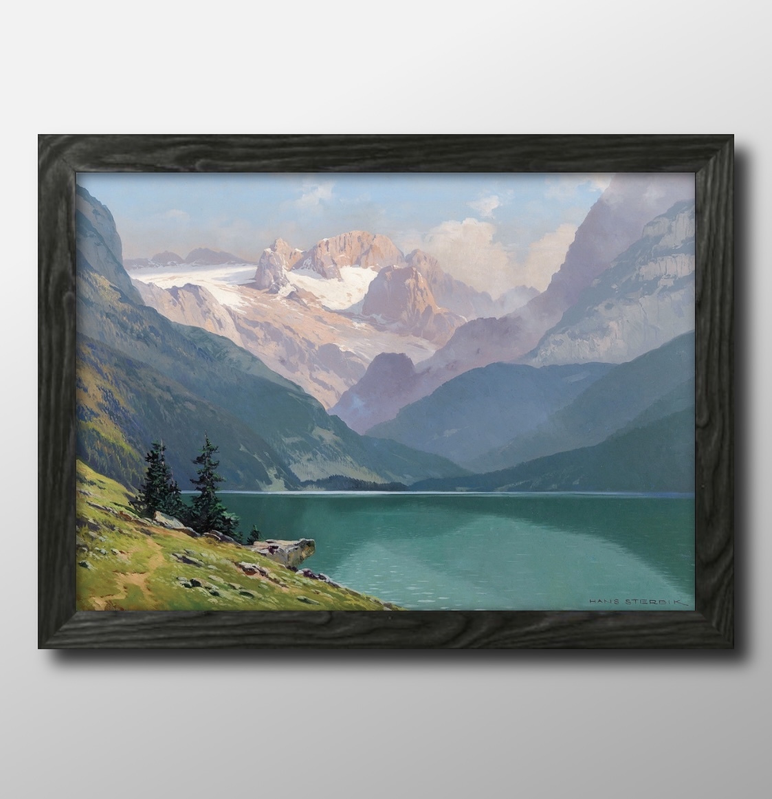 1191 ■ Livraison gratuite !! Affiche d'art peinture format A3 Tony Haller Dachstein montagnes et lac Gosau illustration papier mat nordique, Logement, intérieur, autres