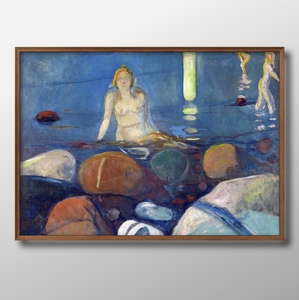 Art hand Auction 1940■Free shipping!! Art poster painting A3 size Edvard Munch Summer Night, Mermaid illustration on Nordic matte paper, Housing, interior, others