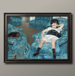 0910■送料無料!!アートポスター　絵画　A3サイズ『メアリー・カサット　青い肘掛け椅子の上の少女』イラスト　北欧　マット紙