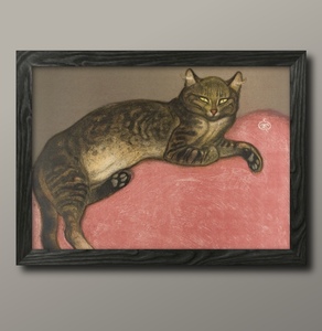 Art hand Auction 0786 ■ Livraison gratuite !! Affiche Peinture format A3 Théophile Alexandre Steinlen Hiver, Chat sur une illustration de coussin, nordique, papier mat, Logement, intérieur, autres