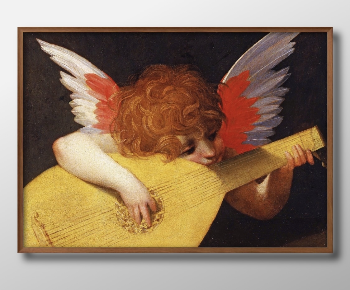 5322 ■ Livraison gratuite!! Affiche d'art peinture A3 taille Rosso Fiorentino ange jouant du luth Illustration papier mat scandinave, résidence, intérieur, autres