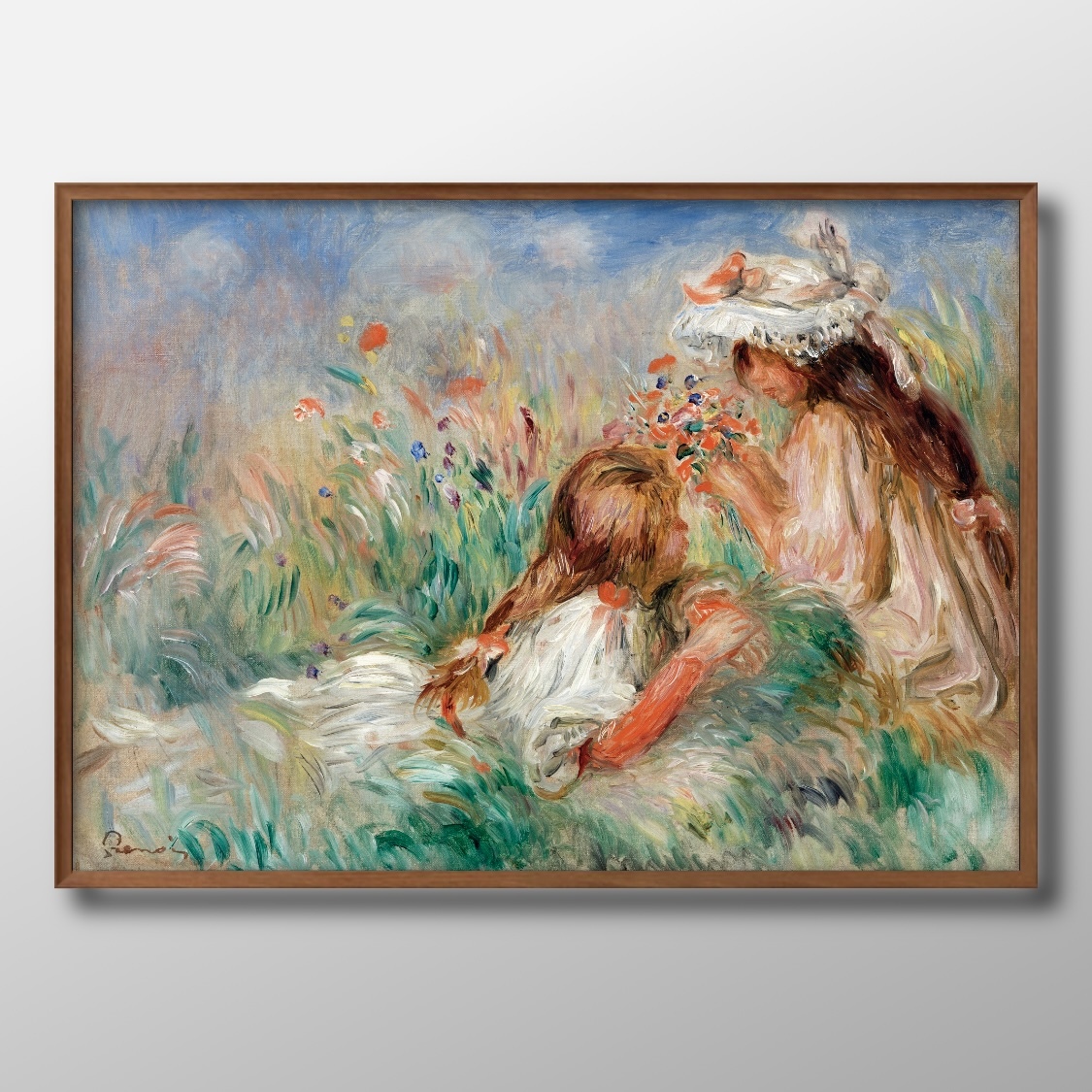 2862■Free shipping!! Art poster painting A3 size Pierre-Auguste Renoir Girls Picking Flowers illustration Nordic matte paper, Housing, interior, others