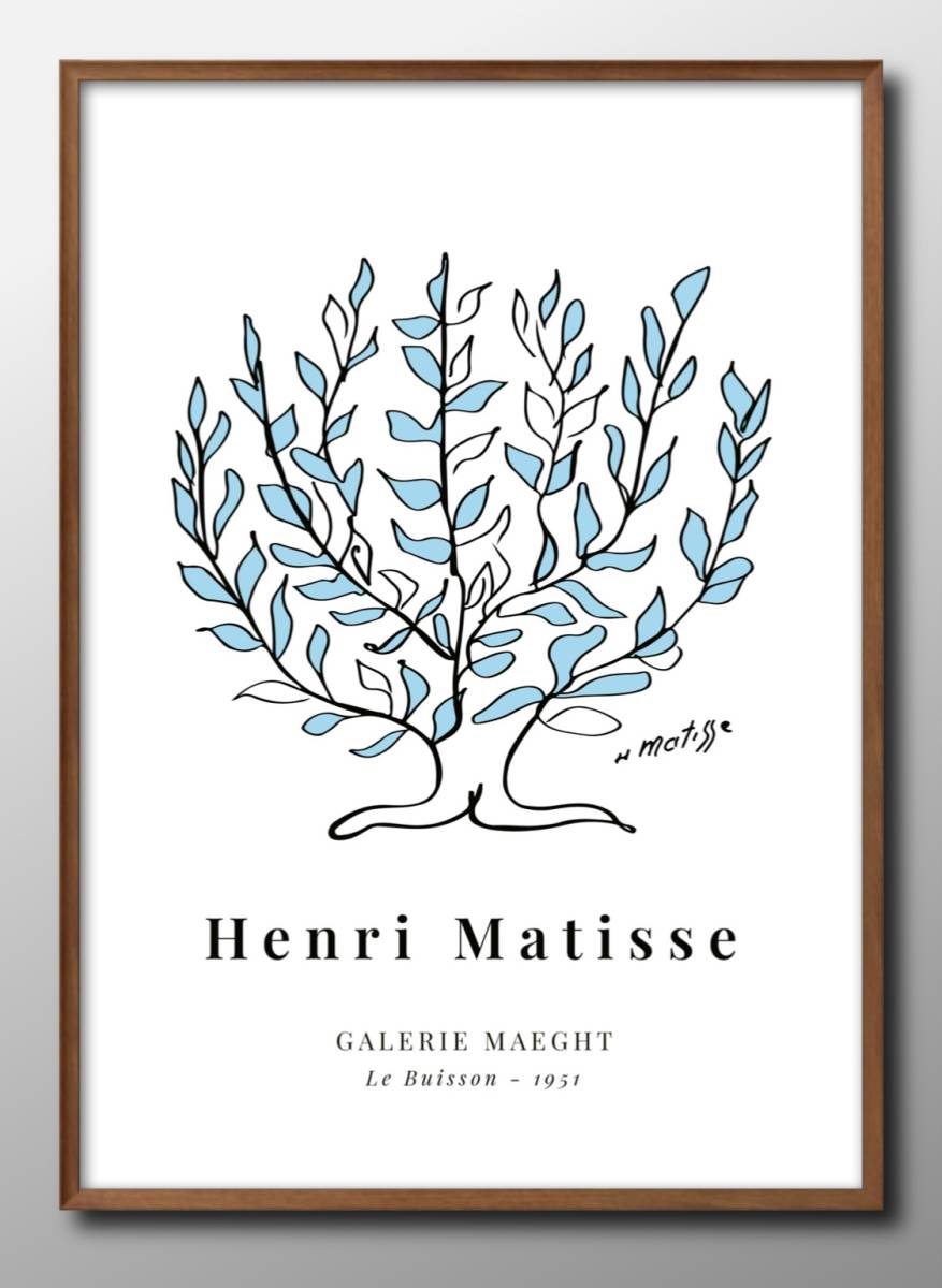 9581■免运费！！艺术海报绘画 A3 尺寸亨利·马蒂斯灌木水蓝色插图斯堪的纳维亚哑光纸, 住宅, 内部的, 其他的