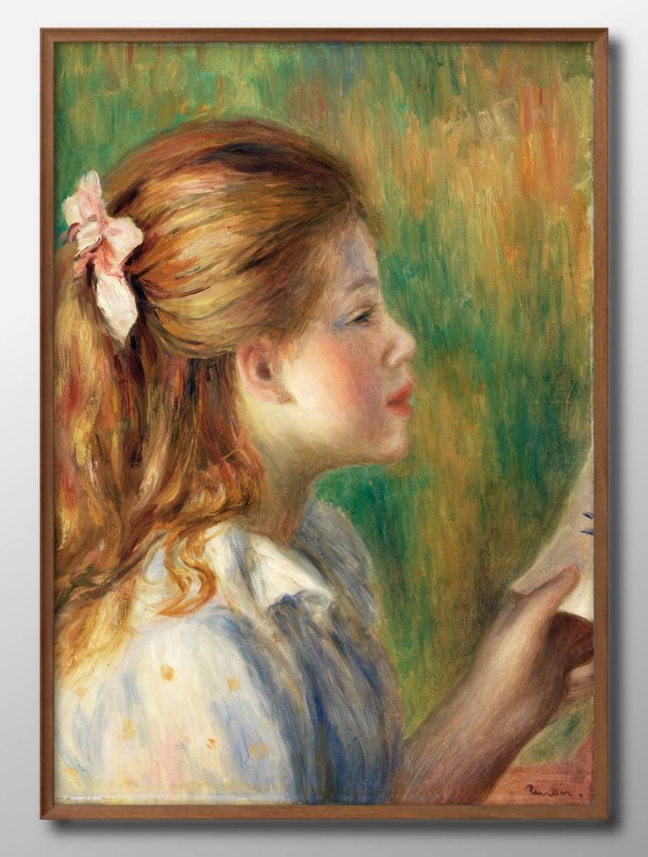 2876■무료배송!! 아트 포스터 페인팅 A3 사이즈 Pierre-Auguste Renoir 독서 일러스트 북유럽 무광택 종이, 주택, 내부, 다른 사람
