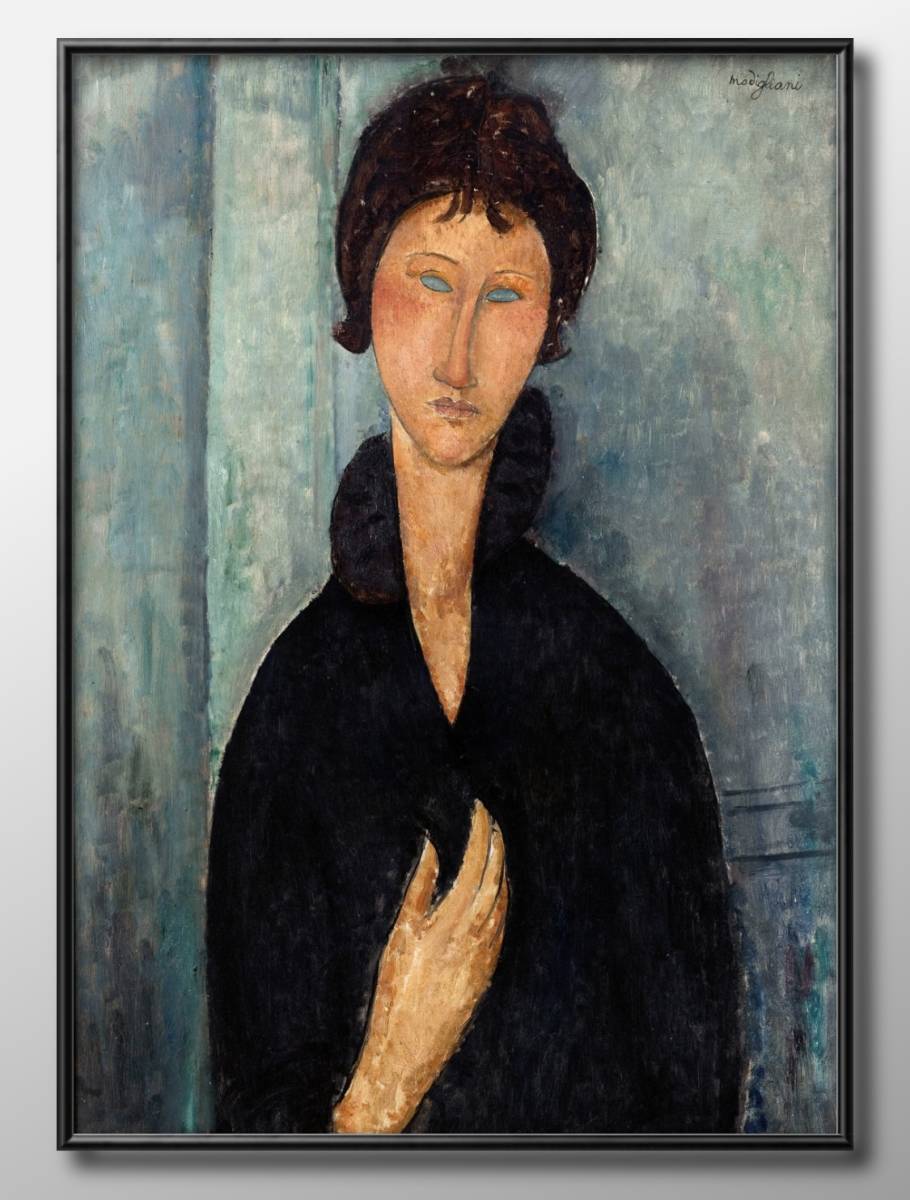 9781 ■ Livraison gratuite !! Affiche d'art peinture format A3 Amedeo Modigliani Femme aux yeux bleus illustration papier mat nordique, Logement, intérieur, autres