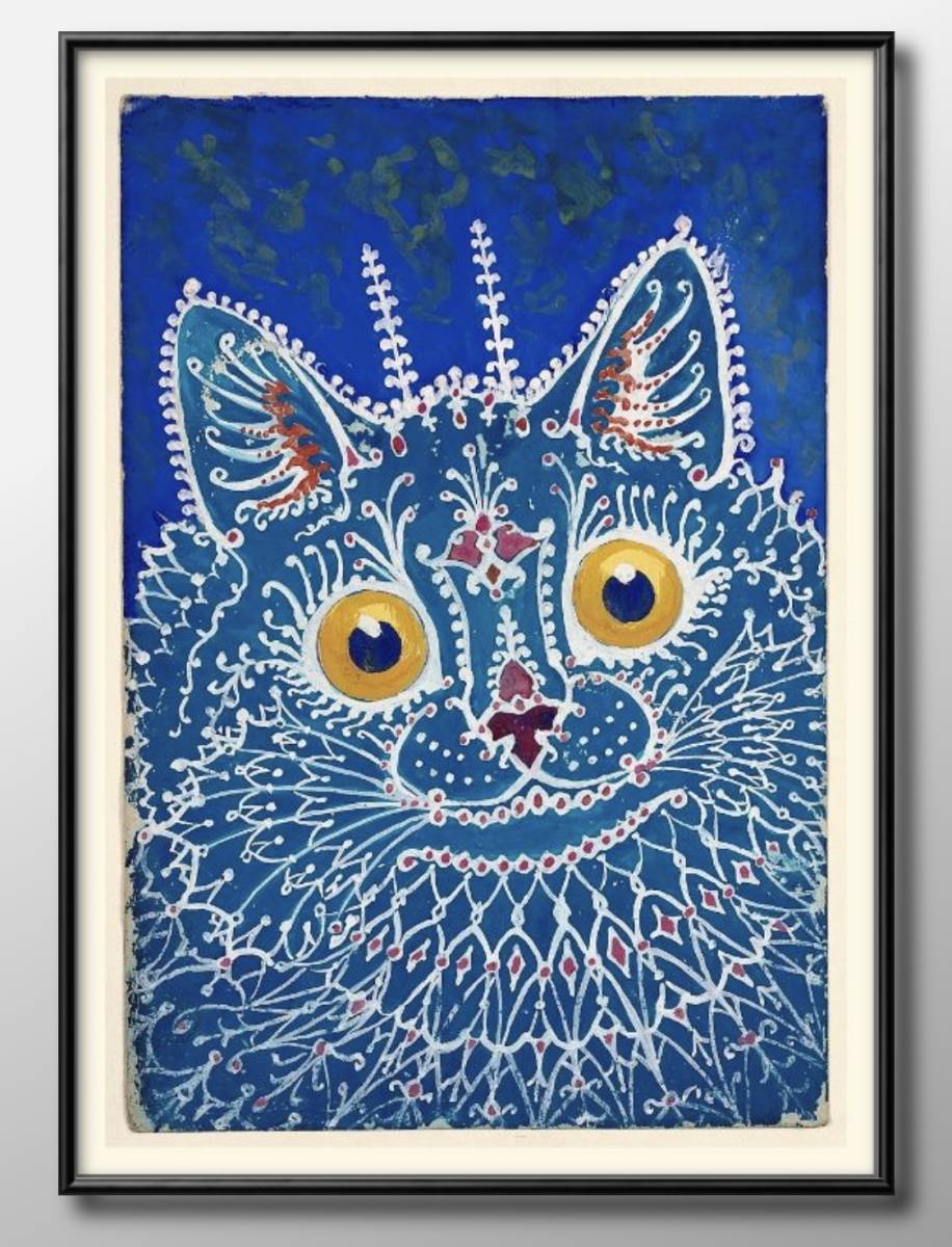 7235 ■Livraison gratuite !! Affiche d'art peinture format A3 Louis Wain chat illustration papier mat nordique, Logement, intérieur, autres