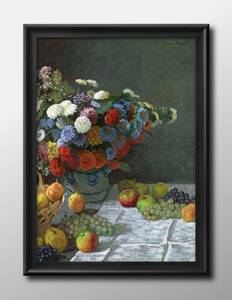 Art hand Auction 1056■Free shipping!! Art poster painting A3 size Claude Monet Still Life with Flowers and Fruits illustration Nordic matte paper, Housing, interior, others